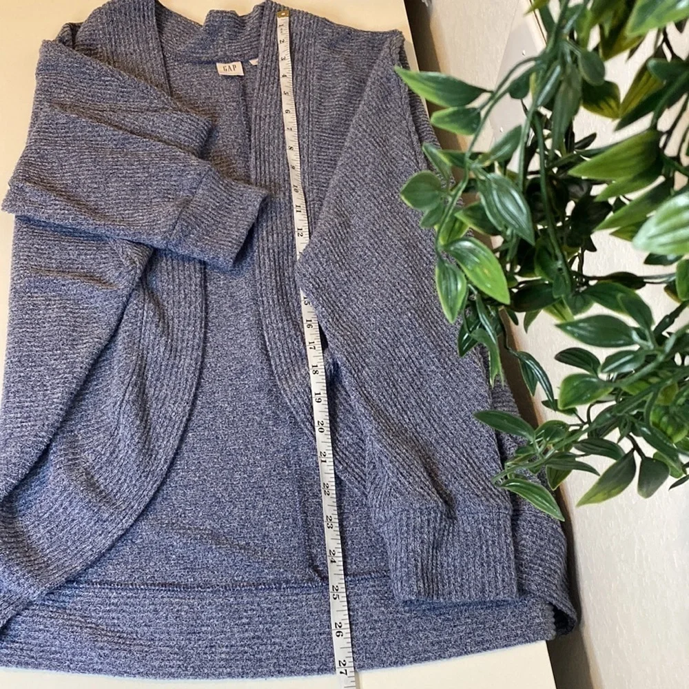 Gap Blue Ribbed Dolman Sleeve Open Front Cardigan - Medium